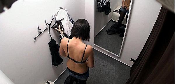  Young Girl Fitting Bra in Shopping Mall